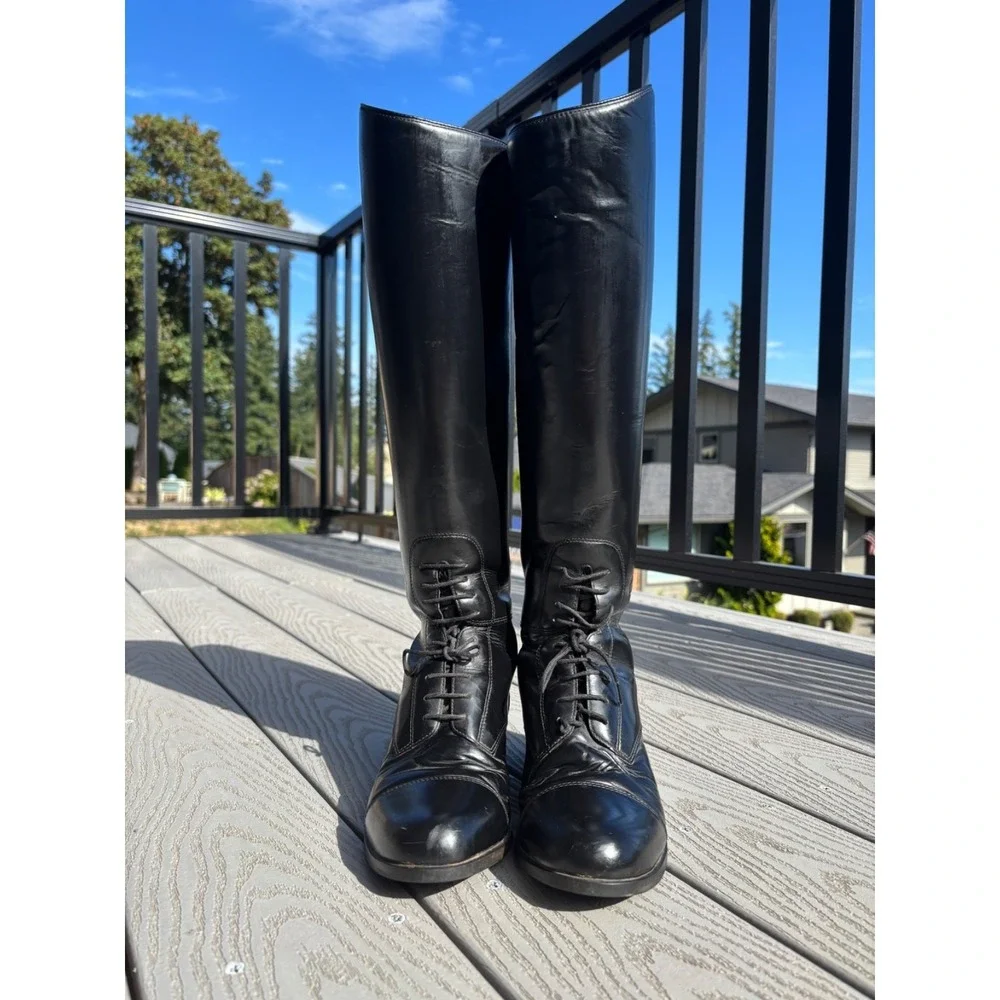 Ariat Heritage Riding Boots Size 5.5 Black Knee High Equestrian Field Boots